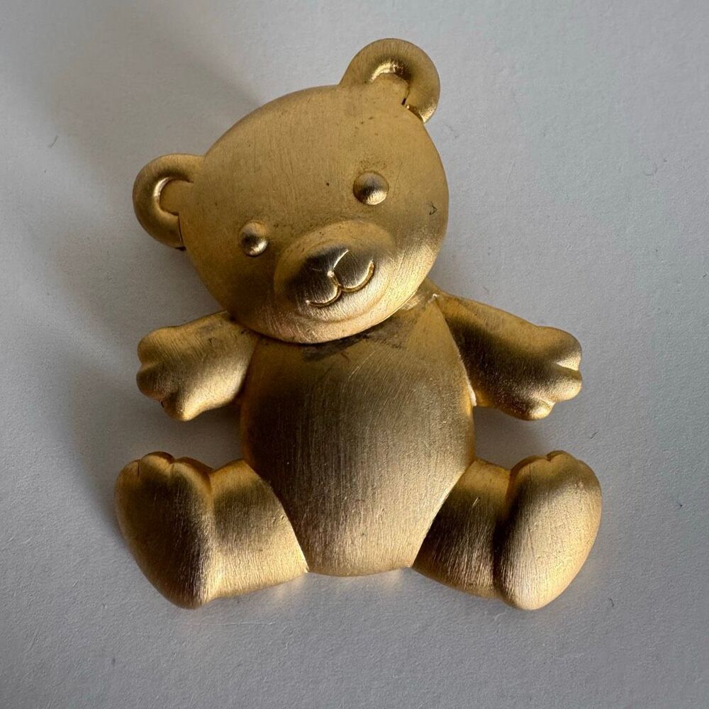 90’s Gold Tone Teddy Bear Brooch